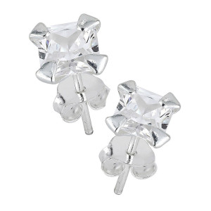 Lykken Casuals silverörhängen klar fyrkantig zirkonia 8 mm