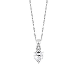 Lykken Hearts silverhjärtahalsband med zirkonia 45 cm