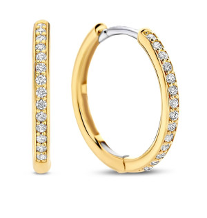 TI SENTO guldpläterade hoops i silver med zirkonia stenar 18 mm 7959ZY