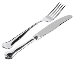 Kultakeskus Hopea Chippedale bestick i silver, gafflar och knivar 6 st