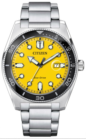 Citizen Marine Eco-Drive  3 Hands silver yellow AW1760-81Z