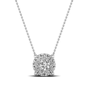 Lykken Elegance milgrain diamant halo hänge i vitguld