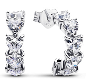 Pandora Classic Stone Sparling Hearts hoops 293657C01