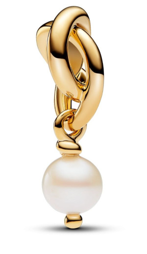 Pandora Moments 14k Gold-plated berlock with treated white freshwater cultured pearl 763462C06