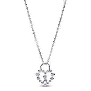 Pandora Moments silver hjärtlås halsband 394416C01-50