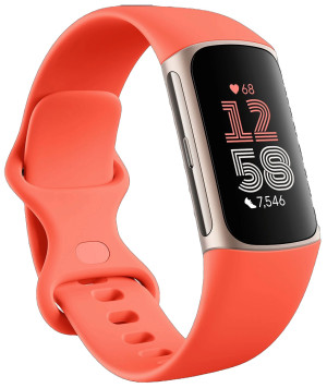 Fitbit Charge 6 aktivitetsarmband Coral Band / Champagne Gold Case