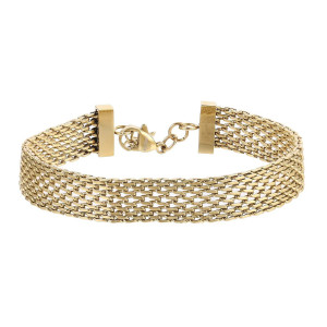 Lykken Trend guldpläterat mesh-armband i stål 18+2cm