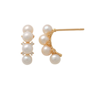 Lykken Pearls pärlörhängen med zirkoner 13 mm