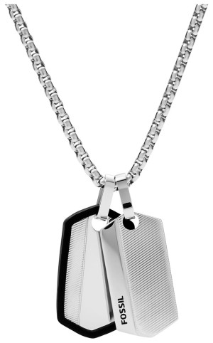 Fossil Vintage Chevron Stainless Steel Dog Tag halsband JF03996040