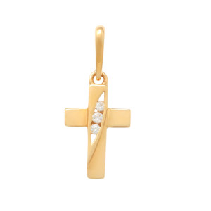 Lykken Crosses guld korshänge med zirkoner 10,4 mm