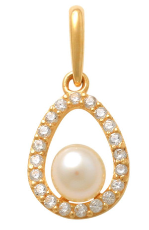 Lykken Pearls Oval pärlguldberlock med zirkonia stenar