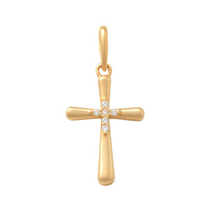 Lykken Crosses guld korshänge med zirkoner 14,1 mm