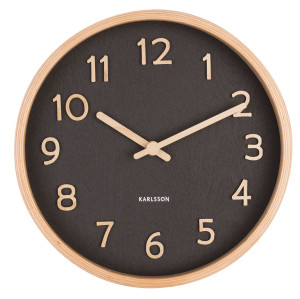 Karlsson KA5851BK Pure Wood Grain Small Svart väggklocka 22 cm