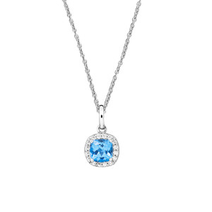 Lykken Casuals blå halo silverhalsband 45 cm