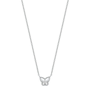 Lykken Symbols silver halsband fjäril zirkon 42+3cm