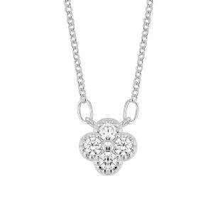 Lykken Symbols blomma silver halsband zirkonia