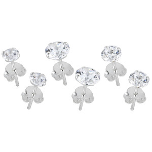 Lykken Casuals örhängesset silver klar zirkonia 4–6 mm