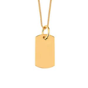 Lykken Lykka Casuals guldpläterat graverbart brickhalsband 45 cm – dog tag