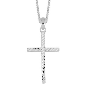 Lykken Crosses silver fasettslipat stort korshalsband 45 cm