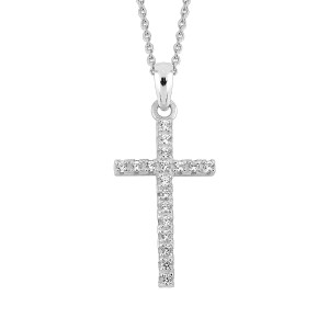 Lykken Crosses silver rodinerat korshalsband med zirkoner 45 cm