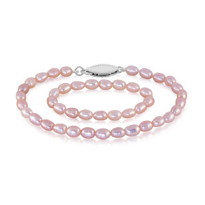 Lykken Pearls doppärlarmband rosa 15+8cm