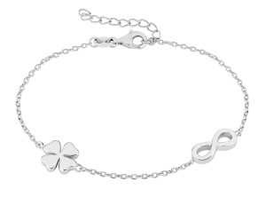 Lykken Casuals infinity och fyrklöver silverarmband 17+3cm
