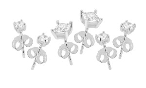 Lykken Casuals 3 par solitaire silver-orhangeset