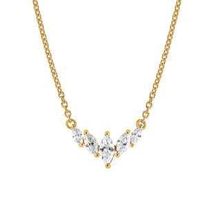 Lykken guldpläterat silverhalsband med zirkonia 45 cm