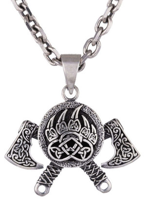 Northern Viking Jewelry Bear Paw Axe silver berlock NVJ-H-RS066