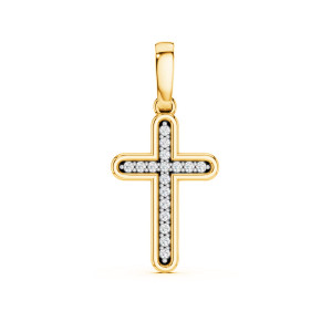 Lykken Elegance kors i guld med diamant, hängsmycke 19,5 mm