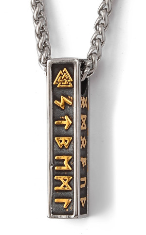 Lykken Viking runes gold stålhalsband 60 cm