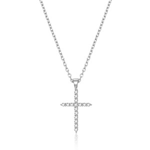 Lykken Crosses silverhalsband kors zirkonia 45 cm