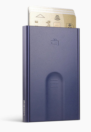 Ögon Designs Ögon Slider Navy Blue korthållare med RFID-skydd