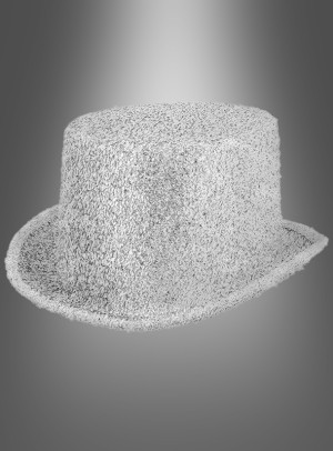 Glitzer Zylinder Hut silber - Farbe silber - Karneval, Mottoparty, Silvester Zubehör für Unisex, Damen, Herren