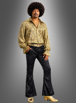 Flower Power Hemd Herren gelb gemustert - Karneval, Mottoparty Herren