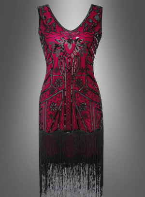 Deluxe 20er Paillettenkleid May - Variante Rot | 38 - Abiparty, Karneval, Mottoparty, Silvester Damen