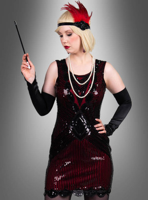 Premium Paillettenkleider Ruby - Variante Rot | 42 - Abiparty, Karneval, Mottoparty, Silvester Damen