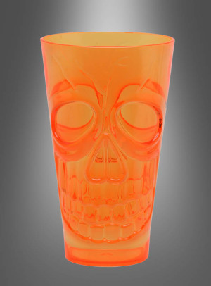 Halloween Trinkglas mit Totenkopf - Variante Orange - Halloween Zubehör