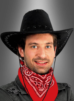 Cowboy Hut für Damen und Herren - Variante Schwarz Velour 56-58 cm - Karneval, Mottoparty Zubehör für Unisex, Damen, Herren