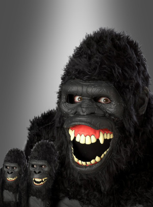 Gorilla Maske beweglich Ani-Motion - Halloween, Karneval, Mottoparty Zubehör für Herren