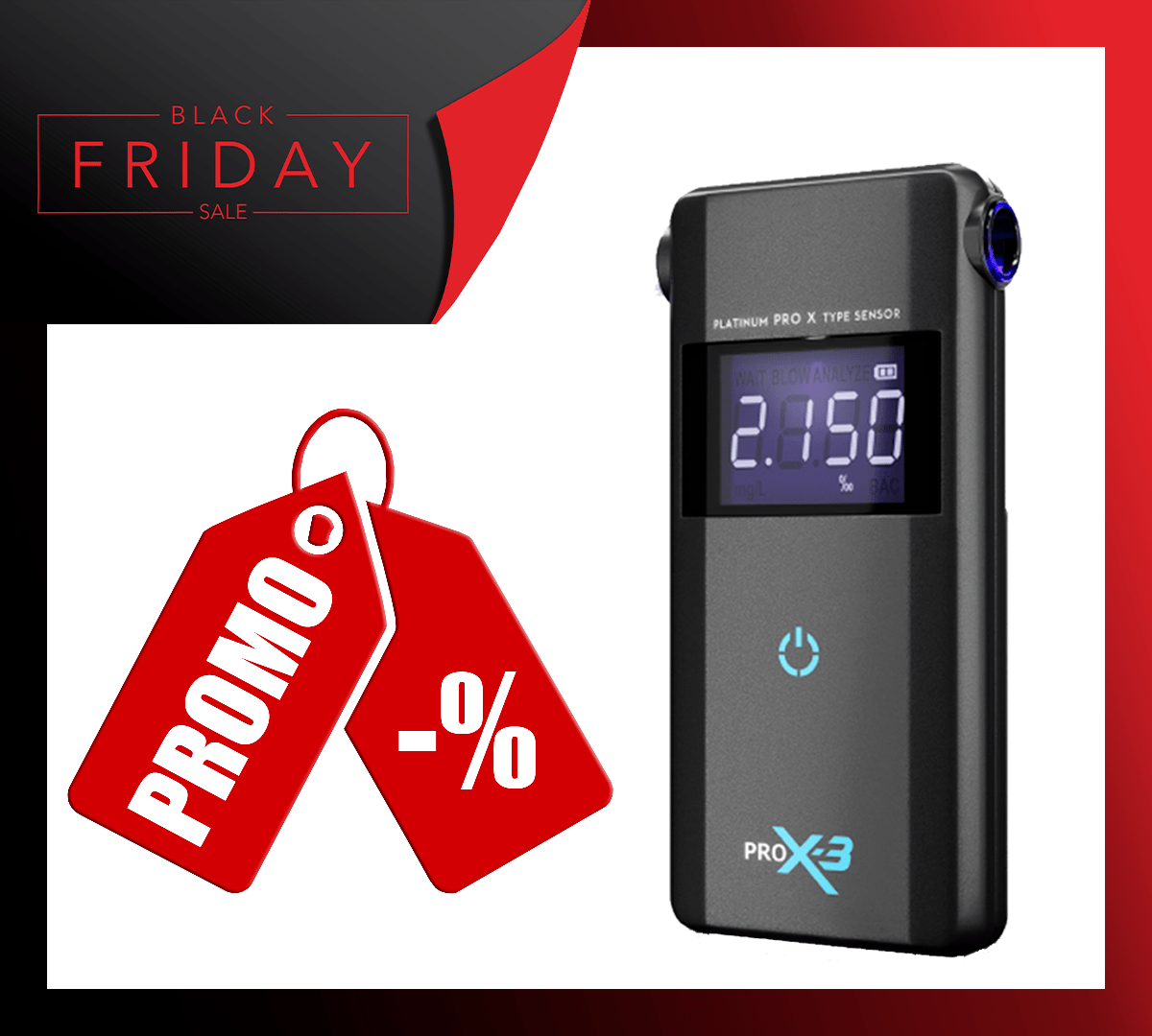 BLACK WEEK Alkomat PRO X-3 marki AlcoFind z platynowym sensorem