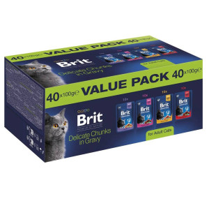 BRIT Premium by Nature Value pack Adult Box - mokra karma dla kota - 40x100g