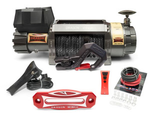 Dragon Winch DWH 15000 HD lina syntetyczna Wyciągarka elektryczna 12V o uciągu 6,8 T Highlander samochodowa lawety
