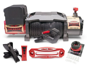 Dragon Winch DWM 13000 HD lina syntetyczna Wyciągarka elektryczna 12V 24V o uciągu 6 T Maverick samochodowa off road lawety