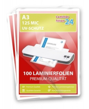 Laminierfolien mit UV-Schutz A3, 2 x 125 Mic, gl&auml;nzend
