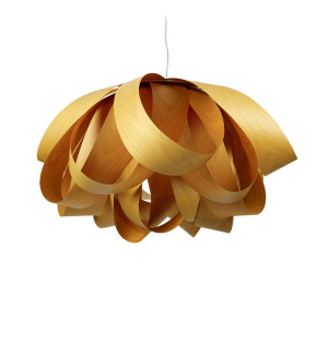Lampa wisząca drewniana Agatha Large żółta LZF