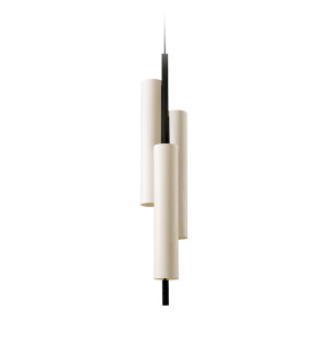 HIT 2023 Lampa wisząca drewniana Black Note Triplet biała LZF