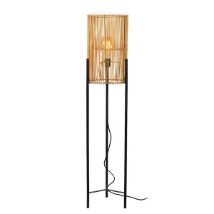 JANTINE Rattan Jasne drewno Ø30cm E27 Lampa podłogowa na trójnogu