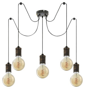 Fidel złoto antyczne 5xE27 Lampa wisząca pająk