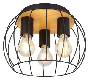 Kamala czarny | brąz Ø 30cm. 3xE27 Lampa sufitowe